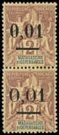 * MADAGASCAR - Poste - 56e, Paire Se Tenant Verticalement, Avec  Surcharge Recto-verso (oxydée) - Unused Stamps