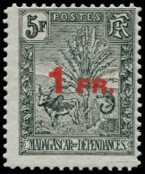 * MADAGASCAR - Poste - 124, Charnière Infime: 1f. S. 5f. Noir Zébu - Other & Unclassified