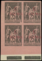 ** MAROC - Poste - 5B, Bloc De 4, Erreur 5c. Sur 25c. Noir Sur Rose, Cdf - Unused Stamps