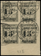 O MARTINIQUE - Poste - 22Aa, Bloc De 4 Dont 2 Ex "5" Penché: 15c. S. 30c. Noir - Used Stamps