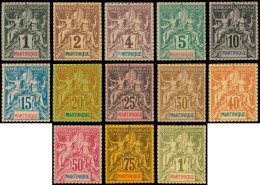 (*) MARTINIQUE - Poste - 31/43, Complet 13 Valeurs, Non Dentelés Sur Bristol, Dentelure Figurée: Groupe (Maury) - Autres & Non Classés