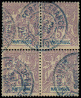 O MARTINIQUE - Poste - 51, Bloc De 4 Avec Oblitération Superbe: 5f. Lilas Sur Gris - Oblitérés