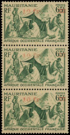 ** MAURITANIE - Poste - 136, Bande De 3, Sous Encrage De La Surcharge (presque Effacée): 10f/65c. Chameliers - Other & Unclassified