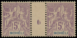 * MOHELI - Poste - 16, Paire Millésime 6 (1 Ex **): 5f. Violet Sur Gris - RR - - Unused Stamps