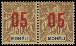 ** MOHELI - Poste - 19Aa, Paire Chiffres Espacés Tenant à Normal: 05 Sur 30c. Brun - Unused Stamps