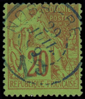 O NOSSI-BE - Poste - 4B, Surcharge Indigo, Signé Scheller: 15 Sur 20c. Brique Sur Vert - Used Stamps