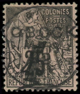 O OBOCK - Poste - 25c, Double Surcharge De La Valeur, Signé Sheller: 4 Sur 25c. Noir Sur Rose - Used Stamps