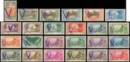 ** OCEANIE - Poste - Ensemble De 40 Valeurs (entre Le N°53 Et 147), Surcharge à Main "V" En Violet: Libération - Unused Stamps