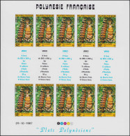 ** POLYNESIE - Poste - 295/96, Feuillets De 10 Non Dentelés Avec Vignettes, Cd 29/10/87: Plats Polynésiens (Maury) - Other & Unclassified