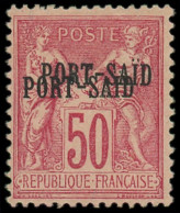 * PORT-SAID - Poste - 15a, Double Surcharge: 50c. Rose - Unused Stamps