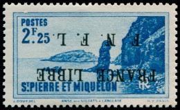 * SAINT PIERRE & MIQUELON - Poste - 269a, Surcharge Renversée, Signé + Certificat Calves, (Bdf Collé Au Dos): 2.25f. Ble - Unused Stamps