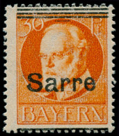 ** SARRE - Poste - 23, Surcharge à Cheval, Traits En Haut: 30pf. Orange (Maury) - Unused Stamps