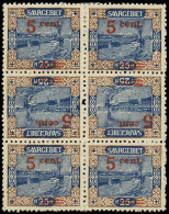 * SARRE - Poste - 70b, Bloc De 6 Vertical, Double Tête-bêche Au Centre: 5c/25pf - Unused Stamps