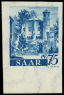 ** SARRE - Poste - 212, Non Dentelé, Bdf, Signé: 75pf. Bleu (Michel 222 I XU) - Unused Stamps