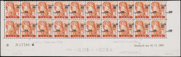 ** SARRE - Poste - 217b, Bloc De 20, Surcharge Renversée, 2 Exemplaires Sans Chiffre 60, N° De Planche & Coin Daté 10/11 - Unused Stamps