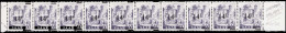 ** SARRE - Poste - 226, Bande De 10 Horizontale, Surcharge Oblique, Signée, 7 Exemplaires Surcharge à Cheval (Maury) - Unused Stamps