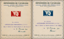 BAT SARRE - Poste - 248/49, Non Dentelés Collés Sur 2 Cartons "Hélio Vaugirard", Annotés "Bon à Tirer", Signés: Constitu - Neufs