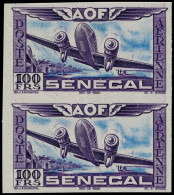 ESS SENEGAL - Poste Aérienne - 30, Paire D'essais Non Dentelés En Violet Et Bleu: 100f. Avion - Altri & Non Classificati