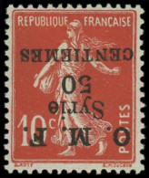 * SYRIE - Poste - 58a, Surcharge Renversée: 50c. Sur 10c. Rouge - Unused Stamps