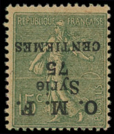 ** SYRIE - Poste - 59a, Surcharge Renversée: 75c. Sur 15c. Vert-olive - Unused Stamps