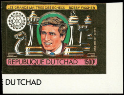 ** TCHAD - Poste - Michel 1029Ba, Non Dentelé Surcharge Non émise Rouge Renversée, Or: 1500f. Echecs Et Rotary - Other & Unclassified