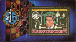 ** TCHAD - Blocs Feuillets - Michel 203A, Or, Triple Surcharge Noire: 1500f. Echec, Rotary - Other & Unclassified