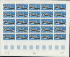 ** TERRES AUSTRALES - Poste Aérienne - 29a, Feuille De 25 Non Dentelée, Cd 5/10/72 (qques Plis): Bateau Galliéni - Airmail