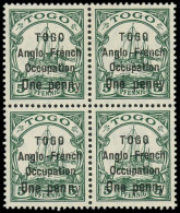 ** TOGO - Poste - 33Aa, Bloc De 4 Dont 3 Ex.  "y" Maigre: 1p. Sur 5pf. Vert - Unused Stamps