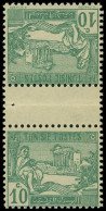 ** TUNISIE - Poste - 76a, Paire Tête-bêche Avec Intervalle (pli Sur Bdf): 10c. Vert - Unused Stamps