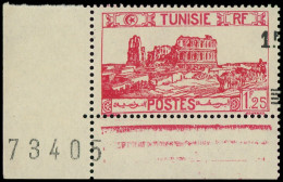 ** TUNISIE - Poste - 224, Surcharge Très Déplacée à Droite, Valeur Non Barrée: 1f. Sur 1f.25 Rouge - Unused Stamps