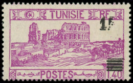 * TUNISIE - Poste - 225a, Double Surcharge, Signé: 1f. Sur 1.40f. Lilas - Neufs