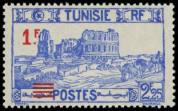 ** TUNISIE - Poste - 226d, Surcharge à Gauche: 1f. Sur 2.25f. Outremer - Neufs