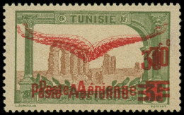 * TUNISIE - Poste Aérienne - 1a, Double Surcharge, Signé Brun: 30c. Sur 35c. Vert-olive Et Brun - Airmail