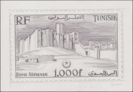 MAQ TUNISIE - Poste Aérienne - 20, Type Non Adopté "1000f. Remparts Monastir". Maquette Au Crayon (150 X 235), Signée De - Autres & Non Classés