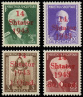 ** ALBANIE - Poste - 289 + 292 + 297/98, Grand "1" à 1943, 2 Exemplaires Signés (Michel 1 + 4 + 8/9 XII) - Albania