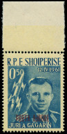 ** ALBANIE - Poste Aérienne - 57A, Double Surcharge Rouge, Bdf: 0.50l. Bleu Gagarine - Albania