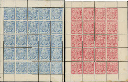 ** ALLEMAGNE POSTES PRIVEES - Poste - Frankfurt/Main E, 2/3, 2 Feuillets Complets De 25: 20pf. Bleu Et 50pf. Rouge - Privatpost