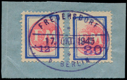 O ALLEMAGNE LOCAUX 1945 FREBERSDORF - Poste - Michel SP 202 + 204 Sur Un Petit Fragment, Signés Zierer (tirage 120) - Otros