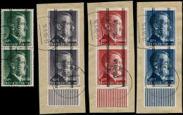 O AUTRICHE - Poste - 572/75, Type II, 4 Paires Verticales, Chacune Un Exemplaire Variété "Fettes CH", Sur Fragments 16/6 - Autres & Non Classés