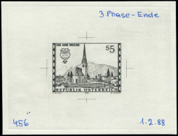 EPA AUTRICHE - Poste - 1758, épreuve D'artiste En Noir Sur Papier Gommé, Annotée "3 Phase Ende, 1/2/88,456": Brix Legg - Other & Unclassified