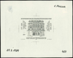 EPA AUTRICHE - Poste - 1800, épreuve D'artiste En Noir, Sur Papier Gommé, Annotée "1 Phase 29/3/89 - 464": Palais De Jus - Otros & Sin Clasificación