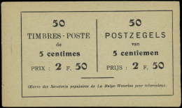 ** BELGIQUE - Carnets - COB A13d (b), Carnet Complet: Oeuvres Des Sanatorias Populaire - 1907-1941 Anciens [A]