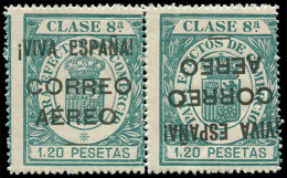 ** ESPAGNE - Locaux - Burgos Ed. 59 Hphi, Paire Dont 1 Exemplaire Avec Surcharge Renversée, (pli De Gomme): 1.20p. Vert - Autres & Non Classés