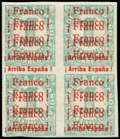 ** ESPAGNE - Locaux - Jerez De La Frontera Ed. 2 Hh, Bloc De 4 Double Surcharge Rouge: 1c. Vert - Other & Unclassified