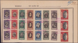 SPE LIECHTENSTEIN - Poste - 52/59, 8 Bandes De 3, Surcharge Rouge "spécimen Collection Mauritanie", Sur Feuille Album UP - Autres & Non Classés