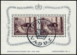 O LIECHTENSTEIN - Blocs Feuillets - 7, Cachet Fdc 10/8/46: Exposition Vaduz - Autres & Non Classés