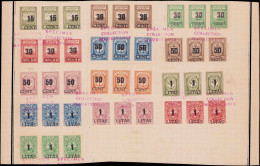 SPE MEMEL - OCCUP. - LITUANIENNE - Poste - 156/68, Complet, 13 Bandes De 3 Sur Page D'album UPU, Surcharge Rouge "spécim - Autres & Non Classés