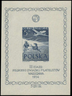 ** POLOGNE - Blocs Feuillets - 13a, Non Dentelé En Bleu, Signé: 5zt. Congrès Philatélique 1954 - Autres & Non Classés