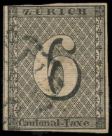O SUISSE - Poste - 10, Signé Calves Et Roumet, Quelques Froissures, 2 Marges Au Filet: 6r. Noir - 1843-1852 Federal & Cantonal Stamps