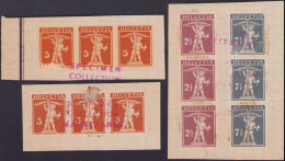 SPE SUISSE - Poste - 157/60, 4  Bandes De 3 Sur Page D'album UPU, Surcharge Rouge "spécimen Collection Mauritanie". G. T - Autres & Non Classés